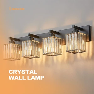 American Simple Light Luxury Crystal Wall Lamp Bathroom Restroom Vanity Iron Vintage Mirror Front Light