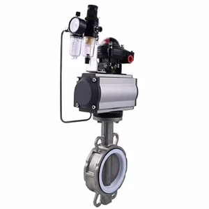 Gaotong D671F-16P Pneumatic Wafer Type Stainless Steel Soft Sealing Butterfly Valve High Temperature -15C~150C 1.0-1.6Mpa