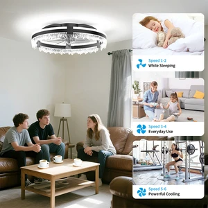 20 Inch New Led Ceiling Fans Dimmable Modern Surface Mount LED Fan Light for Bedroom with Remote Control
