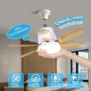 Ceiling Led Fan Light Moving Head Intelligent Dimming E27 Fan Bulb Home Decor 360 Rotating Remote Control Modern Ceiling Fan