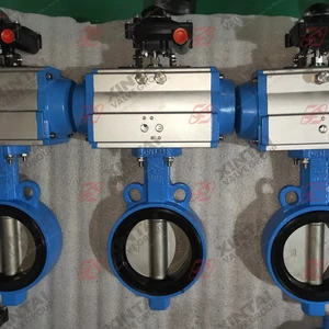 WCB Carbon Cast Steel Pneumatic Actuator Operated Control Wafer Butterfly Valve for Flow Control