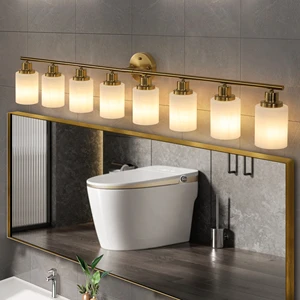 US Stock Free Shipping 8-Light 52 Inch Modern Gold LED Vanity Wall Lamp Fixture for Bathroom Makeup Mirror Decor