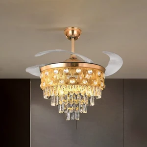 Indoor Bedroom 42 Inch DC Motor Iron Remote Control Super Quiet LED Invisible Ceiling Fan Light