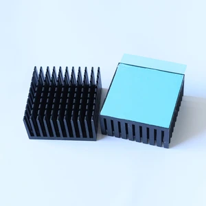 40x40x20mm Black Anodized Broken Groove Aluminum Heat Sink Adhesive Thermal Conductivity Double Sided Tape Chip Electronic