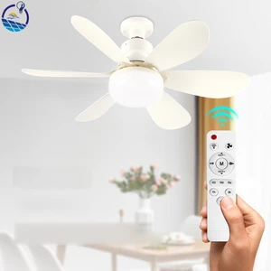 Modern Silent LED Ceiling Fan for Home Office Dining 60W DC 220V ABS Lamp Body E27 Converter Base Remote Control for Bedroom