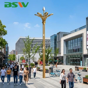 BSW Ornate Combined Lamp Garden Street Light With Golden Carved Base For Modern City Landscape