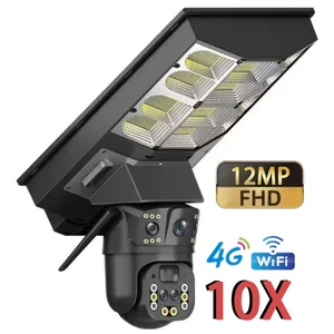12mp Integrated Street Light With Security Camera Support Voice Chat IP65 Wifi Solar Powered Street Lamp With PIR Motion Sensor