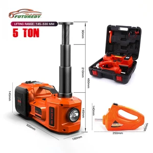 4 1 Electric Hydraulic Jack 5 Ton 12V 145-450mm Inflator Pump Impact Wrench Car Truck Lifting Commercial Garage Steel 1 Year