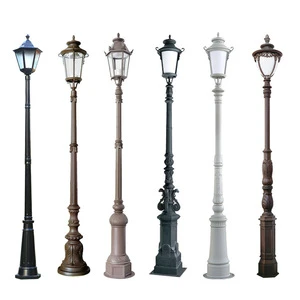 Led Outdoor Waterproof IP65 Aluminum Alloy Antique Double Garden Lamp Antique Lantern Top Multi-holder High Pole Light Post Lamp