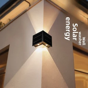 Solar Powered LED Square Waterproof PVC Exterior Wall Washer Light for Garden Courtyard Fence 220V