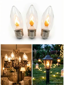 LED Candle Bridge Light Bulb 100-240V 1W with Flame Flickering Effect Christmas Candlestick Decorative Light Bulb