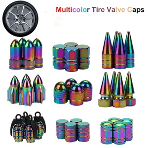Universal Dustproof & Rust-Resistant Design Rainbow Aluminum Alloy Car Valve Caps and Auto Valve Cover