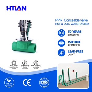 PPR Concealed Stop Valve In-Wall Hidden Globe Valve Socket Fusion For Hot Cold Water Control, Factory Price PN25 20-32mm BSP