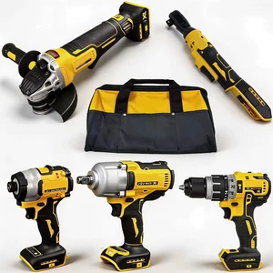 5-in-1Industrial Grade Brushless Cordless Power Tool High Torque Impact Wrench/Drill/Angle Grinder Electric Power Tool Combo Set