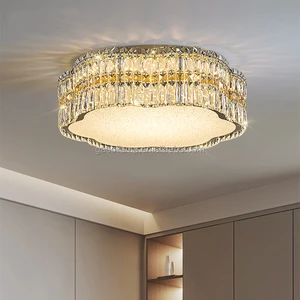 Luxury LED Ceiling Lamp Crystal Iron Stainless Steel Ceiling Flush Mount Lighting for Living Room Home Hotel Banquet Decor