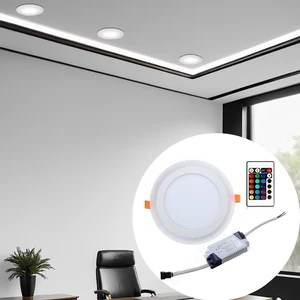 18W+6W Round Ultra Thin RGB LED Panel Light With Remote Control Dimmable Recessed Downlight For Living Room Hotel Bedroom