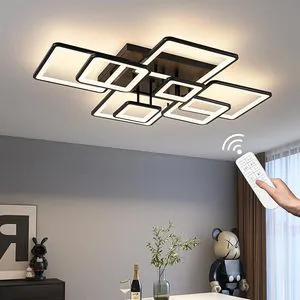 Modern IP44 Metal Ceiling Light Dimmable LED Chandelier Black Flush Mount Switch Control Ceiling Lamp Fixture