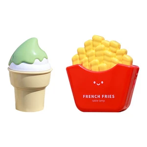 Creative Mini Night Light Series French Fry Soft Tube Small Modern Touch Control LED Bedroom Table Lamp USB Rechargeable