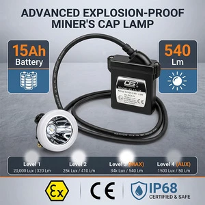 KL15LM ATEX Certified 15AH 540Lm Cap Lamp IP68 Waterproof Underground Head Lamp for Hazardous Coal Mining