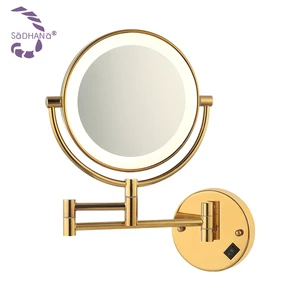 Factory Supply Home Decor Round Framed Makeup Mirror With Lights CRI80 Carbon Steel Material 8 Inch Led Vanity Wall Mirror