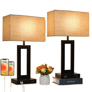 Modern USB Charging Beside Desk Lamps Factory Direct Supply Touch Dimming Bedroom Fabric E27 Electric Led Table Lamp