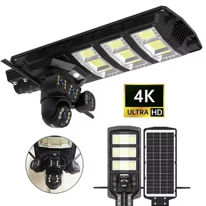 Smart V380 4g Solar Street Light with Camera Outdoor Cctv Ptz Dual Lens Smart Security Lamp Sim Card Powered Night Vision