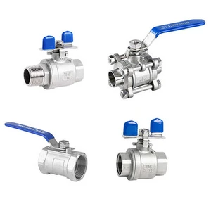 Stainless Steel 304 Sanitary Ball Valve 1PC BSP/NPT Threaded Ends Manual Control Water Media DN15-DN50 Silver Blue Normal