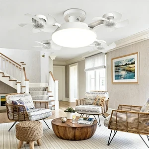 Modern Foldable & Space-Saving DC Motor Ceiling Fan with LED Light 50-60W Remote Control 3-Speed Quiet Fan