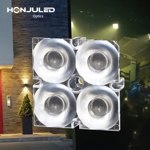 Honju Optics HZ-5050-4H1-15D Street Lamp Lens 15 Degree Square Plano-Convex Pattern Durable PC Material 5050 LED Compatible