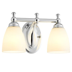 2 Lights Modern Black Bathroom Vanity Wall Lamps with LED E26 High CRI 90 Aluminum Alloy & Glass Shade for Living Room Bedroom