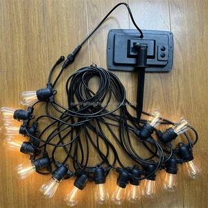 48FT 15 Vintage Bulbs Holiday Lighting S14 Solar Waterproof Decorative Patio Festoon Cafe Lights For Outdoor Use