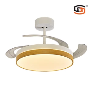 Retractable Ceiling Fan Light 42 Inch PVC Lampshade Brightness and Color Temperature Adjustable Six Speeds Low Noise Fan Light