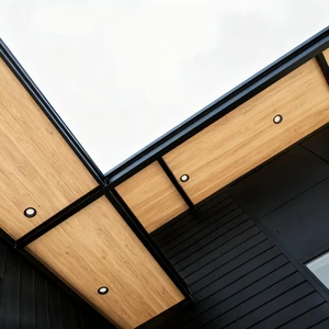FSC Certified Timber Soffit Panels For Exterior Ceilings Weather Resistant And Sustainable Wood Material Outdoor Ceiling