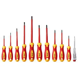 11-Piece Insulated Screwdriver Set 1000V Industrial Grade Electrician Tools Flat Head Anti-Slip Handle
