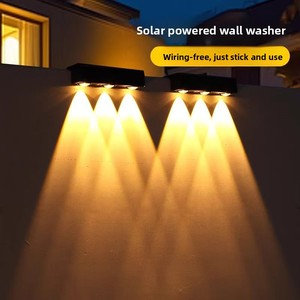 Solar Powered Plastic LED Spot Lights Outdoor Courtyard Garden Fence Wall Lamp