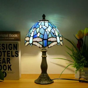 Retro Creativity Rose Baroque Grapes Stained Glass Table Lamp LED Bedside Desk Lamp for Bedroom Decoration Lights