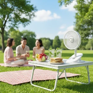 Electric Remote Control Rechargeable USB Clip-On Desk Fan With Light Portable Mini Rotating For Home Outdoor & Hotel Use