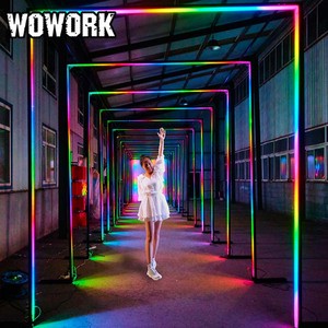 WOWORK RGB Tunnel Path Neon Light Walk in Arch Wedding Backdrop Stand for Wedding Party Event Decoration