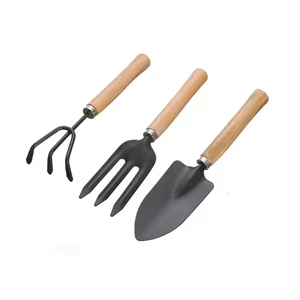 Home Garden Tools Set With Wooden Handle Hand Cultivator Trowel Garden Fork Garden Tool Kit