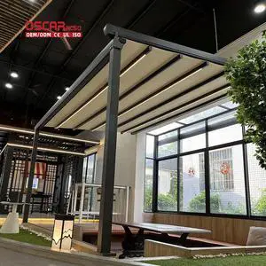 Outdoor Garden Motorized Aluminum Retractable Pergola Roof Awning with Led Lights Patio Balcony Terrace Retractable Awning