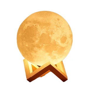 Creative Rechargeable ABS Moon Lamp Small Warm White Ambient Light for Bedroom Bedside Home Gift Ornament