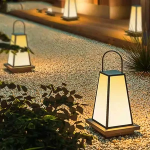 Outdoor Lawn Lamp with Lampshade Stainless Steel Hardware Base Chinese Style Garden Floor Lamps