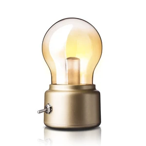 Creative Retro Nostalgic British Light Bulb Lamp Charging USB Night Light Bedside Atmosphere Light Kitchen Cabinet Small Lamp