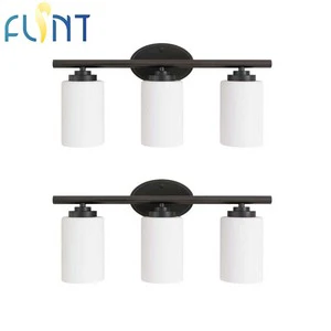Modern 3-Head Bathroom Vanity Lighting Fixtures Gold Mirror Front Wall Light Matte Black Glass Bulb 120V ST58 7W 2700K for Hotel