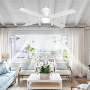 Wholesale European Style Silent Matte White Energy Saving 52 Inch 4 Blades Mechanical Household Use Decorative Ceiling Fan LED