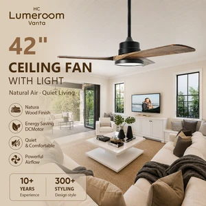 USA In Stock Solid Wood Ceiling Fan with Light 42 Inch 3 Blade Design Quiet Reversible DC Motor with Remote Control