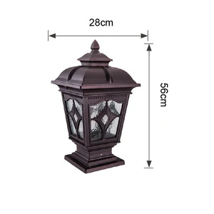 Wholesale Electric E27 Garden Pillar Lamp Led Outdoor Waterproof Fence Lighting European Classic Post Column Gate Pillar Light