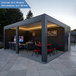 Eco Friendly Aluminum Louvered Roof Pergola With Electric Side Curtains For Sustainable Living