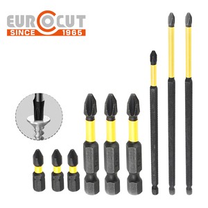 EUROCUT Screwdriver Tools Impact Power S2 Quackly Change Shank Screwdriver Bits