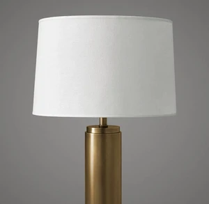 Modern Cylindrical Table Lamp with White Linen Fabric Lamp for Bedroom Bedside Home Decor Brass Table Light Classic American